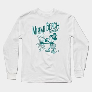 Steamboat Willie - Miami Beach Florida Long Sleeve T-Shirt